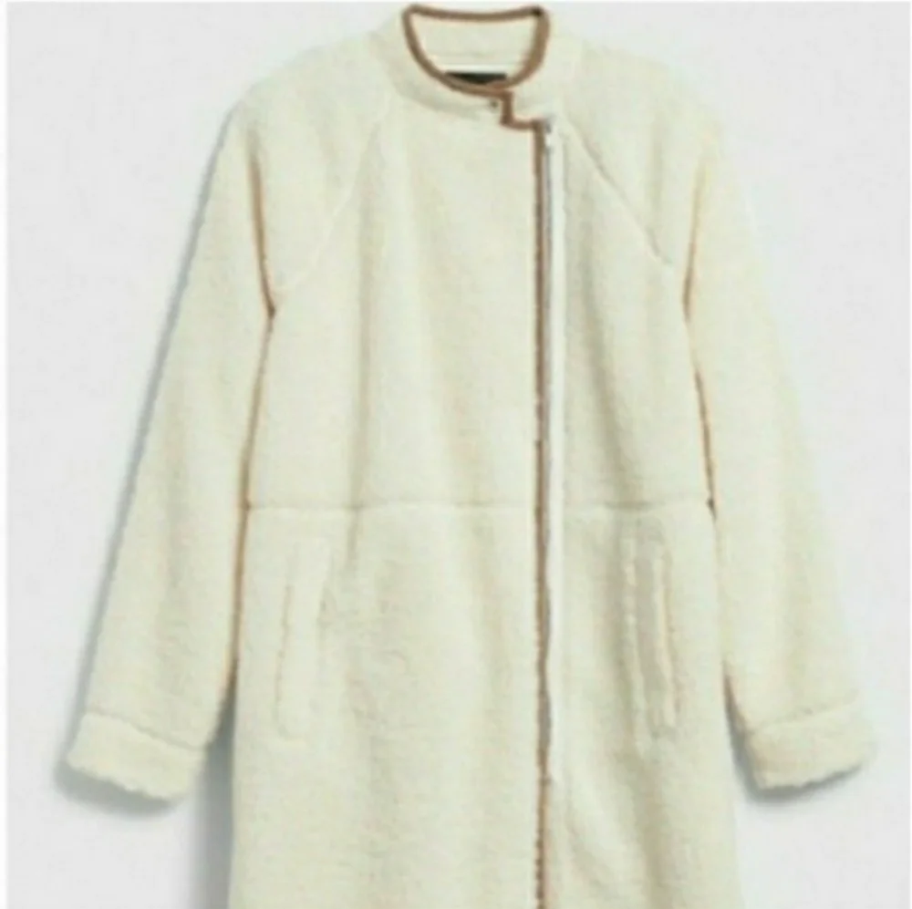 BANANA REPUBLIC SHERPA COAT CREAM TAN X-SMALL WOMENS X-SMALL NWOT